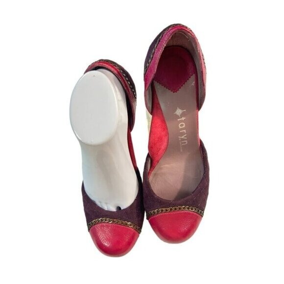 Taryn Rose Purple & Pink Leather Heels With Chain Detail Size 7.5 - Picture 1 of 5
